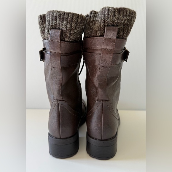 Women's Lace up Mid Calf Combat Boots Brown Size 10 NEW - Picture 5 of 11